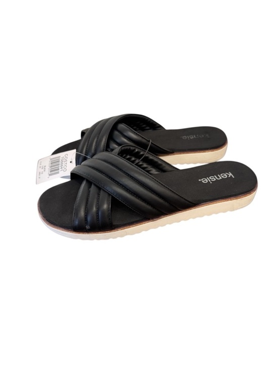 Kensie Shoes - Kensie Dream Quilted Cross Band Sandals Slides Black Size 10 Supportive